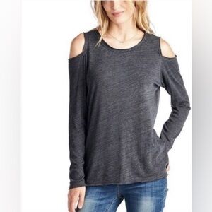 Nation Ltd Long Sleeve Cold Shoulder Top - Gray - S